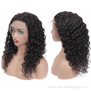 Factory Direct Indian Human Hair Vendors Deep Wave Lace Front 13x6 Wigs Indian Raw Virgin Remy Human Hair Deep Curly Wave Wig